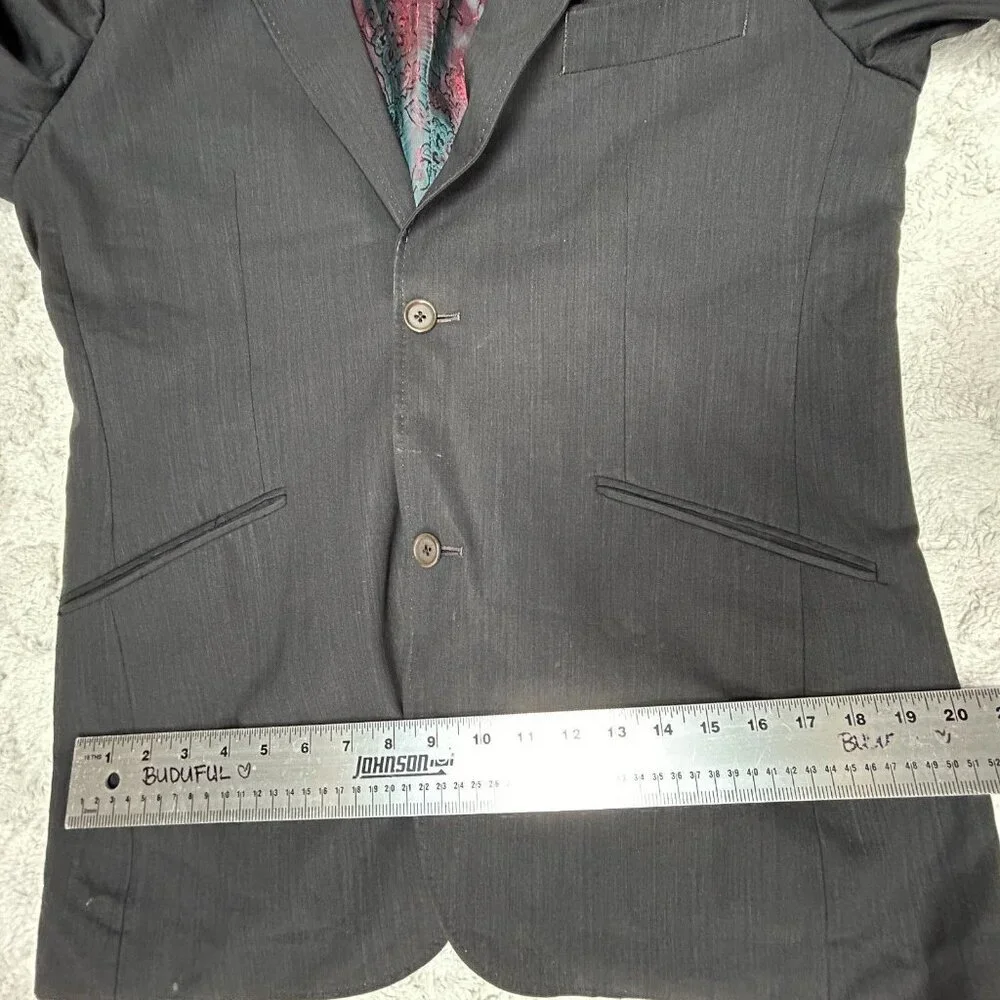 Ted Baker Endurance Mens Two-Button Wool Blazer Jacket Size 40R Gray Long Sleeve